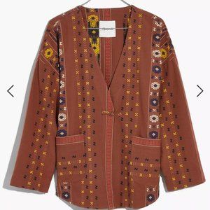 Madewell Shirttail Wrap Embroidered Brown Jacket S